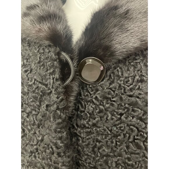 N.L Kaplan Women’s Black Persian Lambswool & Fur Bolero jacket Size M - Picture 11 of 15